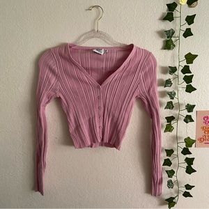 PRINCESS POLLY pink cropped cardigan
